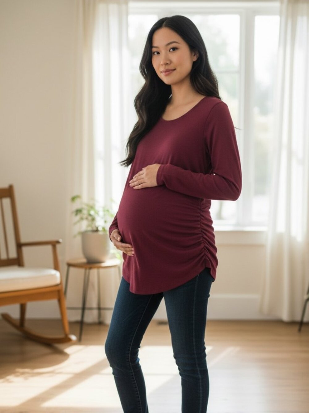Bumpstart by Motherhood Maternity Burgundy Top Size Small